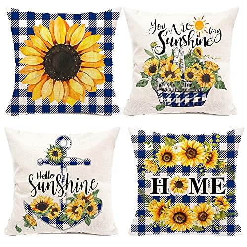 Outdoor Green Farmhouse Buffalo Plaids Decorative Throw Pillow Covers Spring